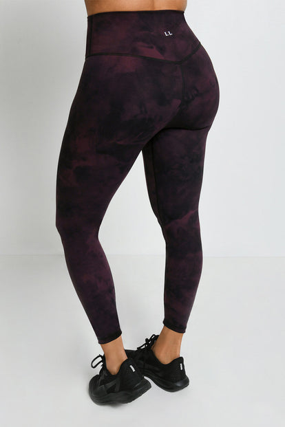 Revitalise 7/8 High Waisted Leggings - Dark Cherry Tie Dye