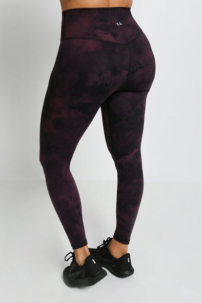 Revitalise High Waisted Leggings - Dark Cherry Tie Dye