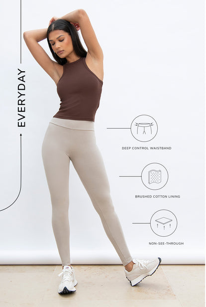 Everyday High Waisted Leggings - Oatmeal Beige