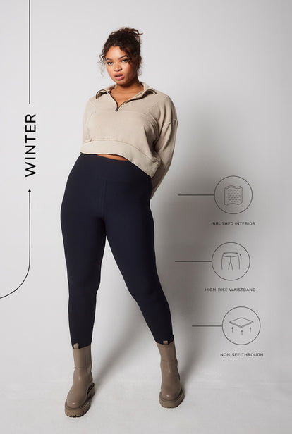 Everyday Winter High Waisted Leggings Curvy - Vintage Navy